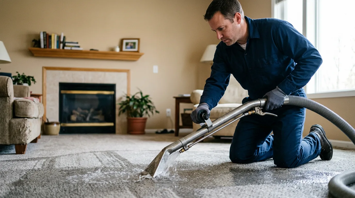 Water damage restoration technician working near Hillsboro, WV